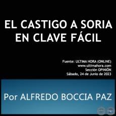EL CASTIGO A SORIA EN CLAVE FÁCIL - Por ALFREDO BOCCIA PAZ - Sábado, 24 Junio de 2023